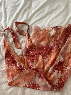 BCBGMaxAzria 100% Silk Floral Halter Dress